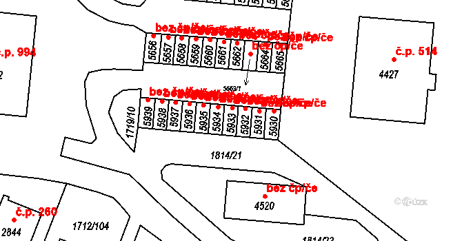 Třebíč 43289134 na parcele st. 5933 v KÚ Třebíč, Katastrální mapa