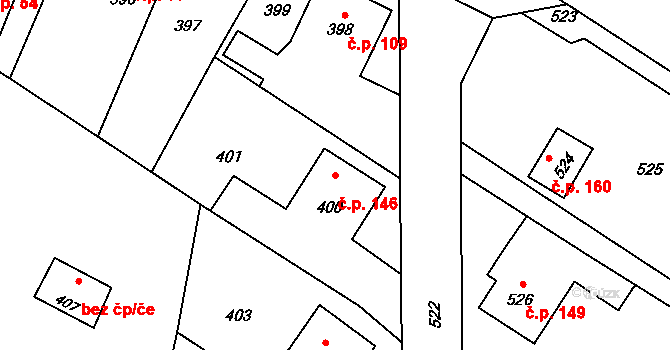 Děhylov 146 na parcele st. 400 v KÚ Děhylov, Katastrální mapa