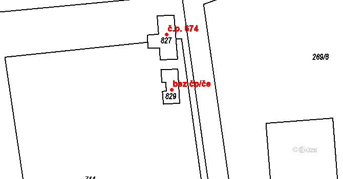 Hostivice 43619134 na parcele st. 829 v KÚ Litovice, Katastrální mapa