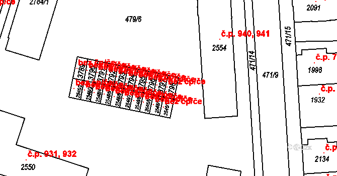 Třebíč 44128134 na parcele st. 3798 v KÚ Třebíč, Katastrální mapa