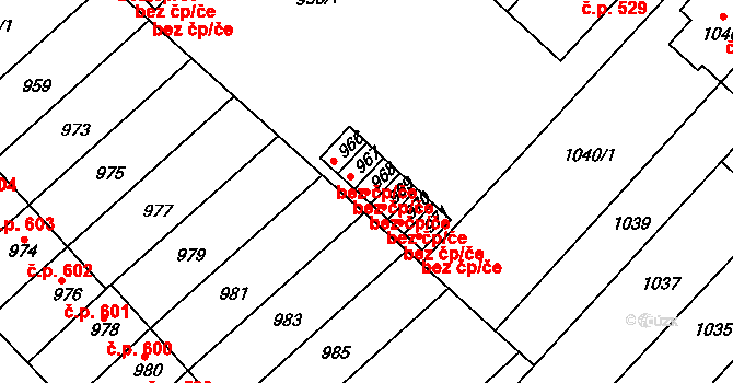 Brno 45604134 na parcele st. 968 v KÚ Slatina, Katastrální mapa