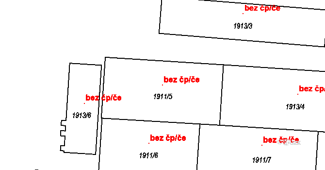 České Budějovice 46877134 na parcele st. 1911/5 v KÚ České Budějovice 4, Katastrální mapa