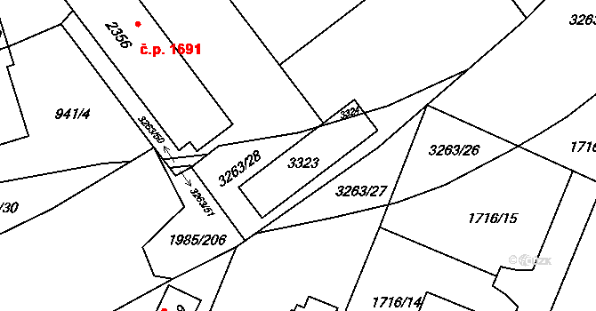 Opava 47826134 na parcele st. 2352/1 v KÚ Kateřinky u Opavy, Katastrální mapa