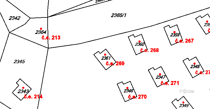 Buchlovice 269 na parcele st. 2361 v KÚ Buchlovice, Katastrální mapa