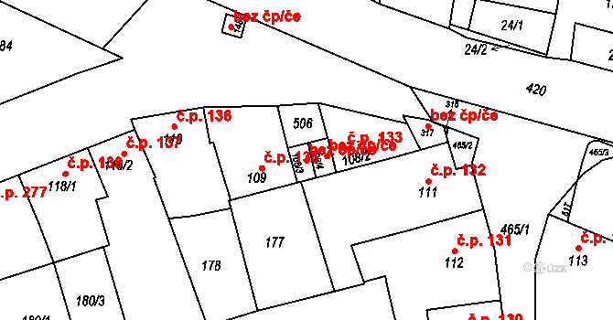 Lutín 48862134 na parcele st. 108/3 v KÚ Třebčín, Katastrální mapa
