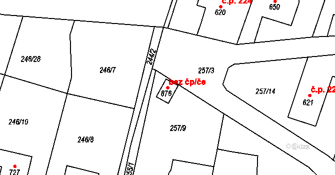 Děčín 49290134 na parcele st. 876 v KÚ Bělá u Děčína, Katastrální mapa