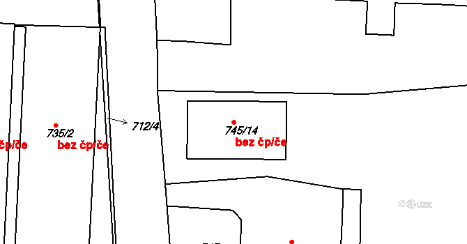 Teplice 49475134 na parcele st. 745/14 v KÚ Sobědruhy, Katastrální mapa