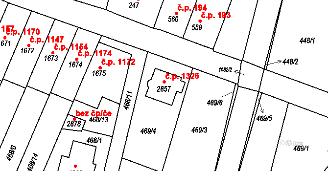Litovel 1326 na parcele st. 2857 v KÚ Litovel, Katastrální mapa