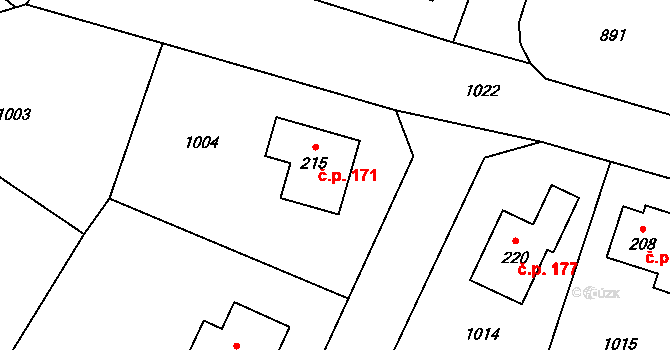 Lipník 171 na parcele st. 215 v KÚ Lipník, Katastrální mapa