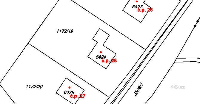 Kal 26, Klatovy na parcele st. 6424 v KÚ Klatovy, Katastrální mapa