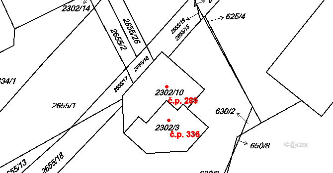 Velké Předměstí 289, Horšovský Týn na parcele st. 2302/10 v KÚ Horšovský Týn, Katastrální mapa