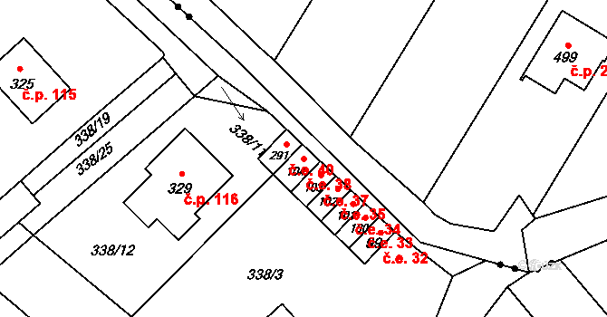 Bražec 38, Náchod na parcele st. 104 v KÚ Bražec, Katastrální mapa