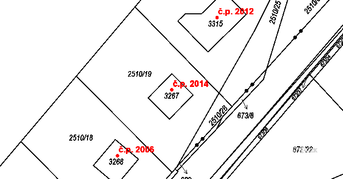 Kraslice 2014 na parcele st. 3267 v KÚ Kraslice, Katastrální mapa