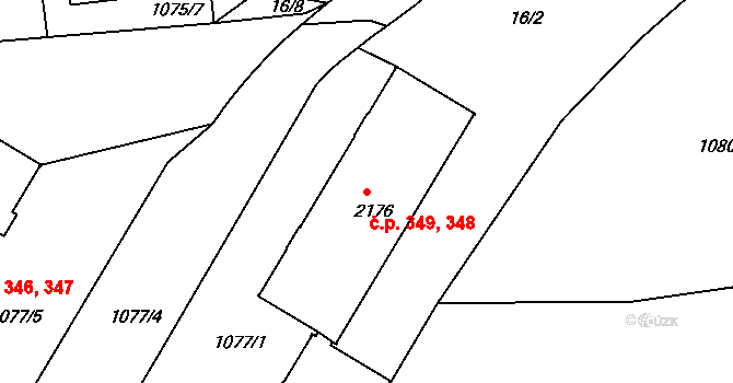 Plešivec 348,349, Český Krumlov na parcele st. 2176 v KÚ Český Krumlov, Katastrální mapa