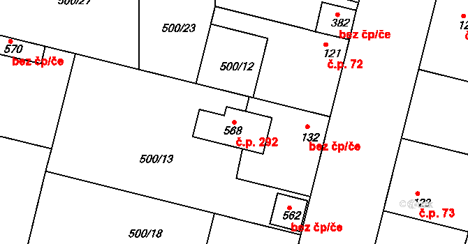 Sedlčánky 292, Čelákovice na parcele st. 568 v KÚ Sedlčánky, Katastrální mapa