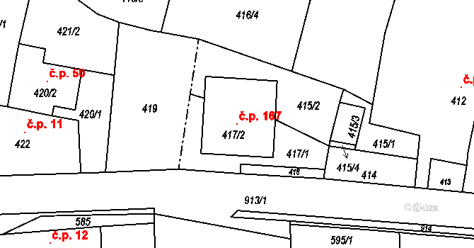 Jerlochovice 167, Fulnek na parcele st. 417/2 v KÚ Jerlochovice, Katastrální mapa