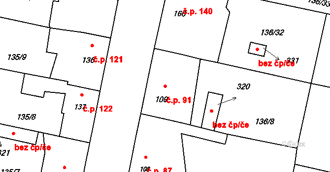 Příchovice 91 na parcele st. 109 v KÚ Příchovice u Přeštic, Katastrální mapa