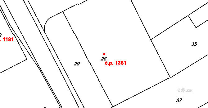 Přerov I-Město 1381, Přerov na parcele st. 28 v KÚ Přerov, Katastrální mapa