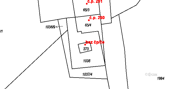 Dolní Habartice 118304135 na parcele st. 373 v KÚ Dolní Habartice, Katastrální mapa