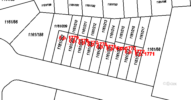 Hostivice 1775 na parcele st. 1161/369 v KÚ Hostivice, Katastrální mapa