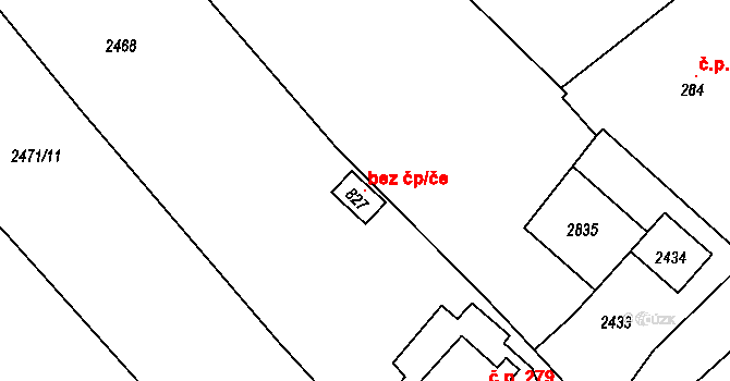 Borová 121584135 na parcele st. 827 v KÚ Borová u Poličky, Katastrální mapa