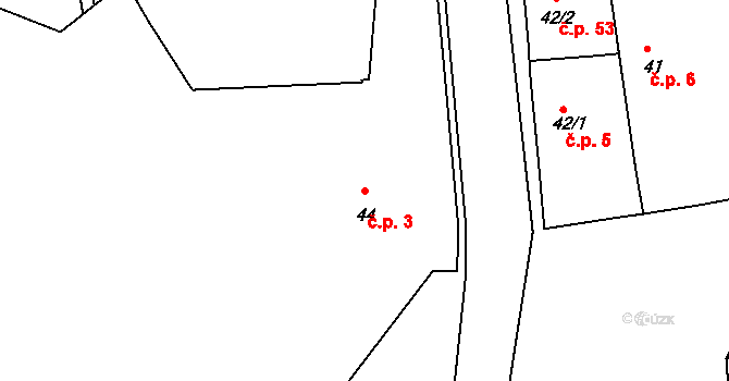Makotřasy 3 na parcele st. 44 v KÚ Makotřasy, Katastrální mapa