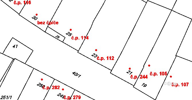 Těmice 112 na parcele st. 23 v KÚ Těmice u Hodonína, Katastrální mapa