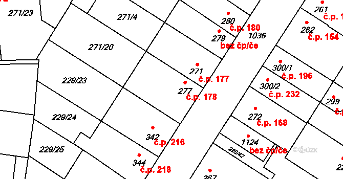 Humny 178, Pchery na parcele st. 277 v KÚ Pchery, Katastrální mapa
