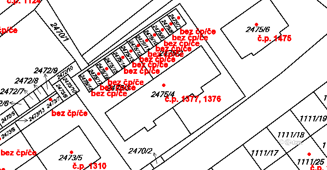 Mikulov 1376,1377 na parcele st. 2475/4 v KÚ Mikulov na Moravě, Katastrální mapa