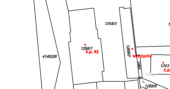 Podmoklice 92, Semily na parcele st. 1258/1 v KÚ Semily, Katastrální mapa