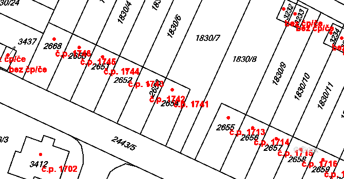 Hořice 1741 na parcele st. 2654 v KÚ Hořice v Podkrkonoší, Katastrální mapa