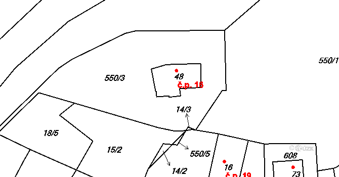 Horní Záblatí 16, Záblatí na parcele st. 48 v KÚ Horní Záblatí, Katastrální mapa