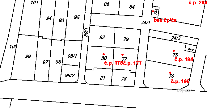 Děčín XXXII-Boletice nad Labem 178, Děčín na parcele st. 80 v KÚ Boletice nad Labem, Katastrální mapa