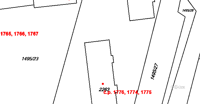 Předměstí 1774,1775,1776, Svitavy na parcele st. 2263 v KÚ Svitavy-předměstí, Katastrální mapa