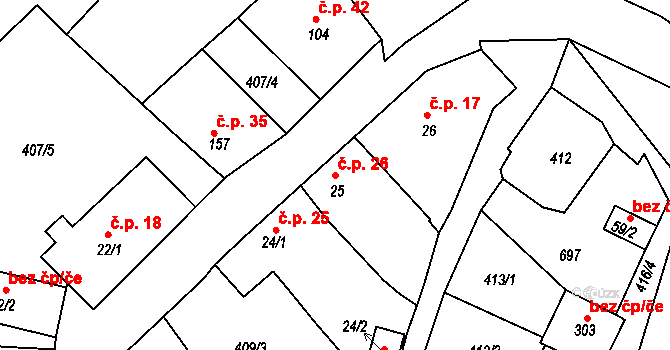 Sezemice 26, Rtyně nad Bílinou na parcele st. 25 v KÚ Velvěty, Katastrální mapa