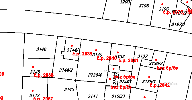 Žižkov 2040, Praha na parcele st. 3140 v KÚ Žižkov, Katastrální mapa