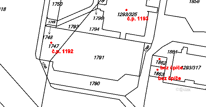 Řepy 1192, Praha na parcele st. 1791 v KÚ Řepy, Katastrální mapa