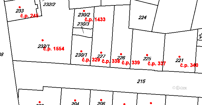 Vršovice 338, Praha na parcele st. 227 v KÚ Vršovice, Katastrální mapa