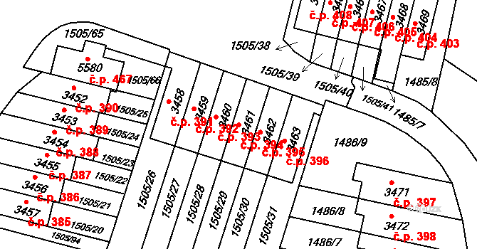 Kryblice 394, Trutnov na parcele st. 3461 v KÚ Trutnov, Katastrální mapa