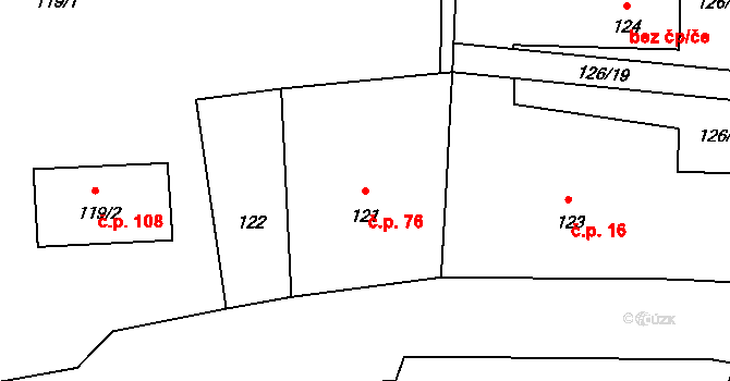 Stará Lípa 76, Česká Lípa na parcele st. 121 v KÚ Stará Lípa, Katastrální mapa