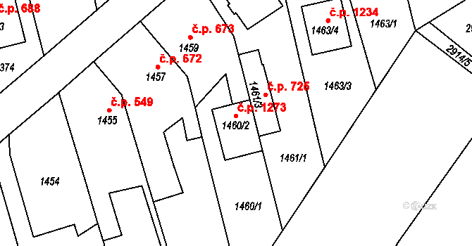 Kylešovice 1273, Opava na parcele st. 1460/2 v KÚ Kylešovice, Katastrální mapa