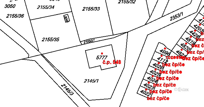 Horní Předměstí 548, Trutnov na parcele st. 5777 v KÚ Trutnov, Katastrální mapa
