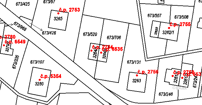 Zlín 6535 na parcele st. 3264/2 v KÚ Zlín, Katastrální mapa