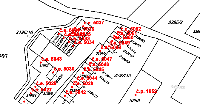 Kadaň 5048 na parcele st. 3194/9 v KÚ Kadaň, Katastrální mapa