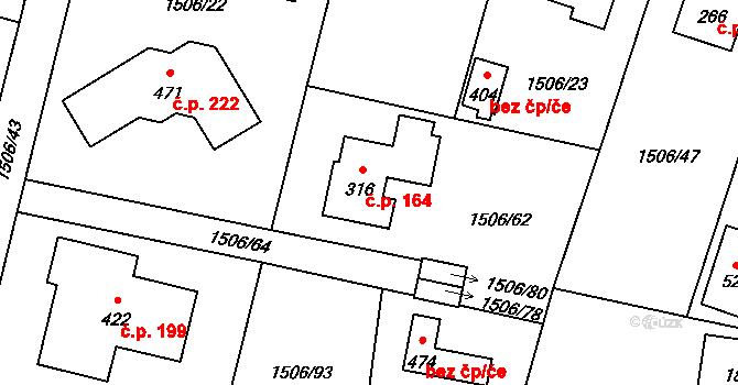 Olbramovice Ves 164, Olbramovice na parcele st. 316 v KÚ Olbramovice u Votic, Katastrální mapa