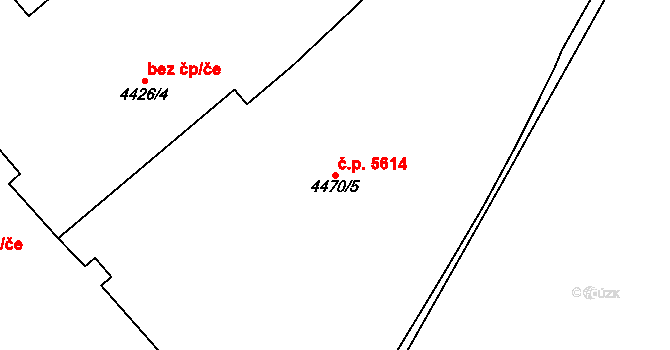 Chomutov 5614 na parcele st. 4470/5 v KÚ Chomutov I, Katastrální mapa