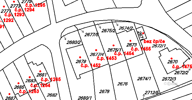 Žďár nad Sázavou 5 1453, Žďár nad Sázavou na parcele st. 2677/4 v KÚ Město Žďár, Katastrální mapa