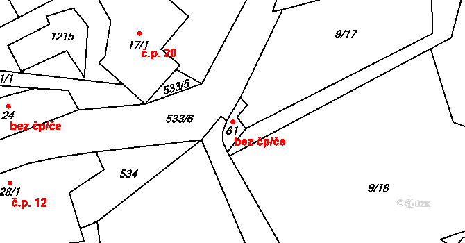 Bačkov 38693135 na parcele st. 61 v KÚ Bačkov, Katastrální mapa