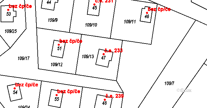 Žebrákov 233, Kovářov na parcele st. 47 v KÚ Žebrákov u Zahořan, Katastrální mapa