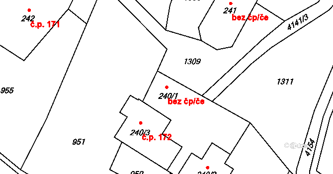 Pomezí 40167135 na parcele st. 240/1 v KÚ Pomezí, Katastrální mapa